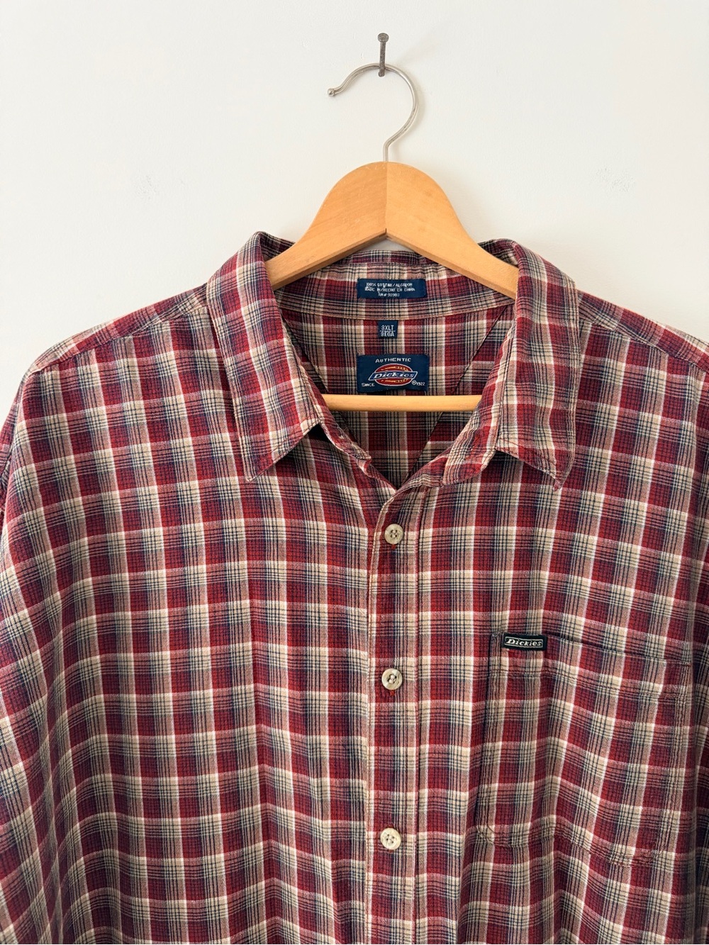 Dickies Red Plaid Button Down Shirt